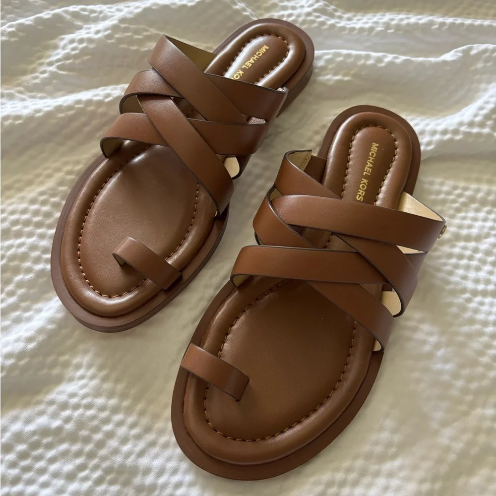 Michael Kors Nora Toe Ring Leather Sandals